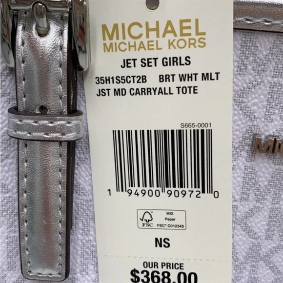 Michael Kors Signature Jet Set Girls Medium Carryall Tote Bright White Multi - Picture 14 of 14
